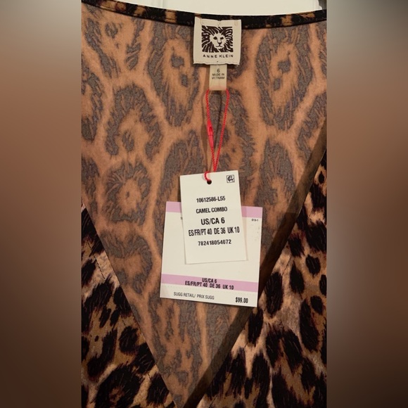 NWT Anne Klein leopard print wrap dress size 6 - Picture 3 of 5